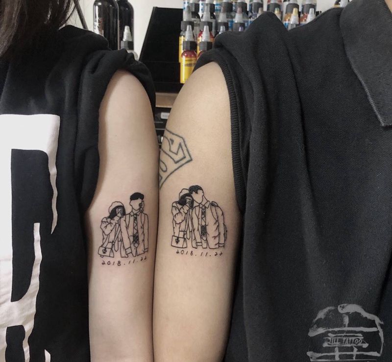 线条照片纹身图片