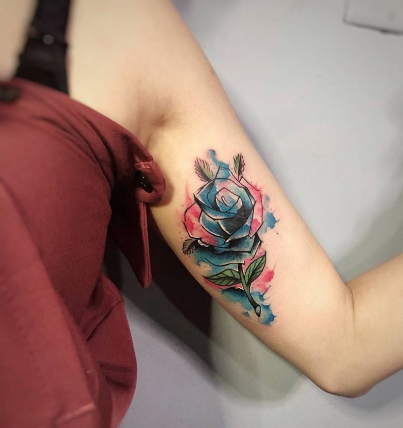 就纹身修改 泼墨玫瑰纹身图片