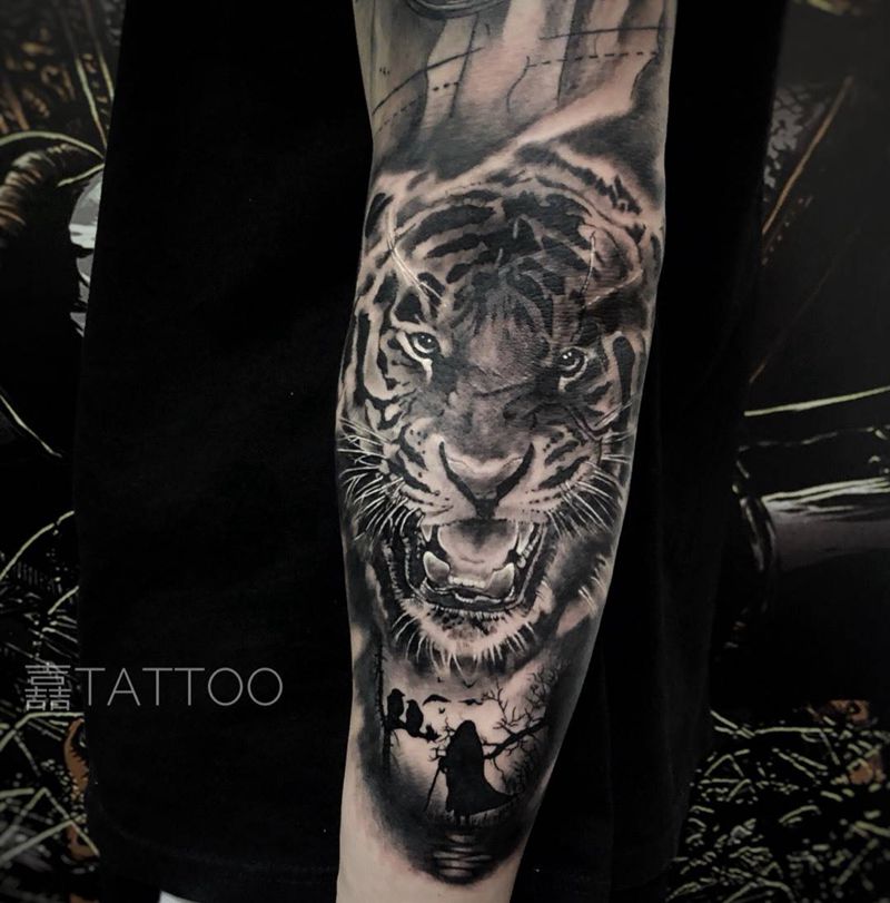 写实老虎纹身图片