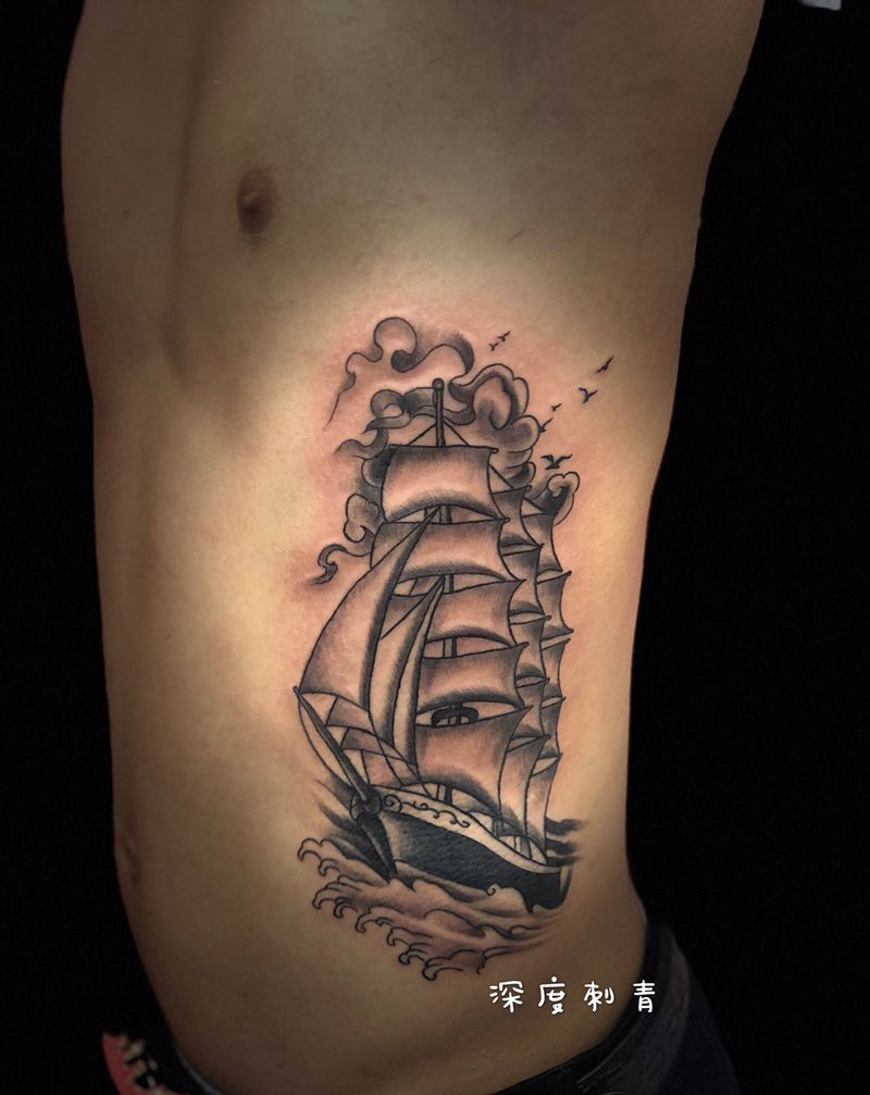 帆船⛵️纹身图片