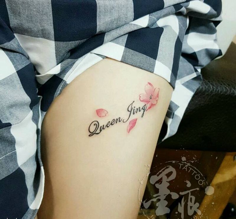 客人自定义纹身图片_腿部清新几何字符成品纹身图案