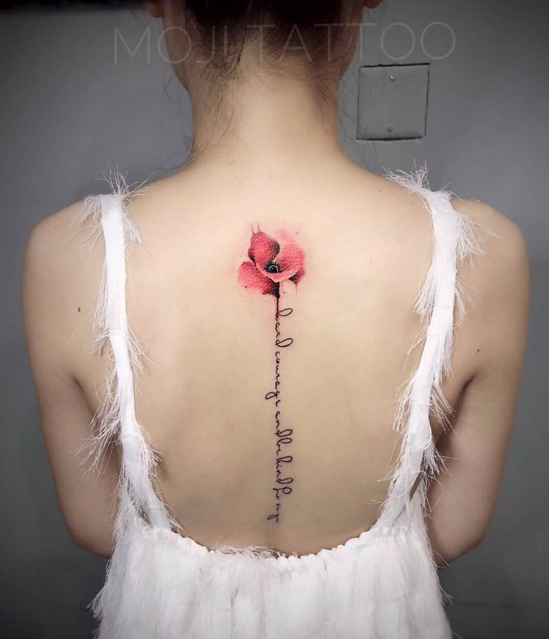 后背英文加小图纹身图片