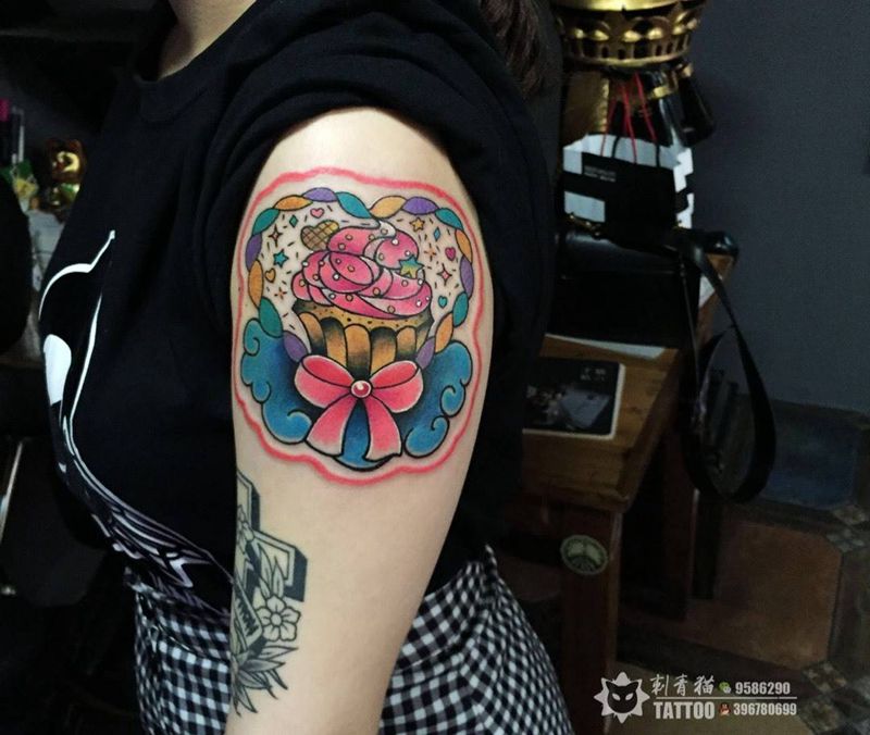 冰淇淋纹身图片_手部手臂New School冰淇淋纹身图案