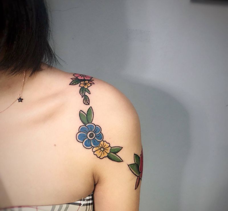 oldschool玫瑰纹身图片