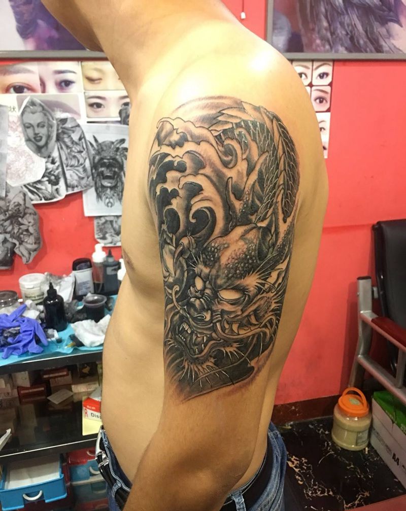 龙--暴力遮盖旧纹身纹身图片