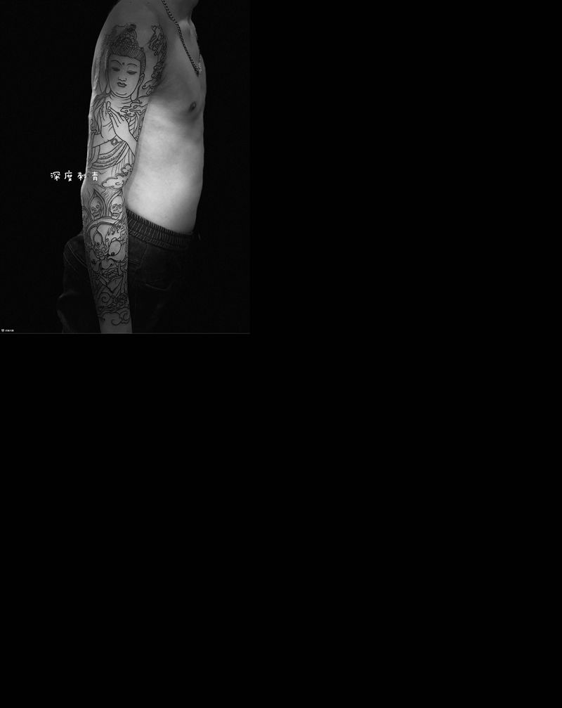 花臂线条，待上色纹身图片