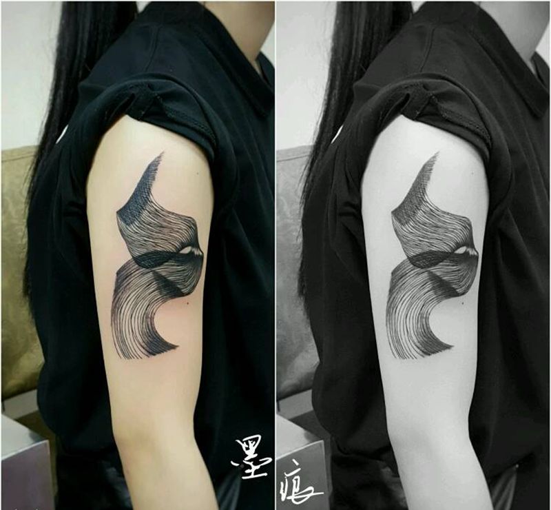 交叉几何纹身图片_手臂欧美几何成品纹身图案