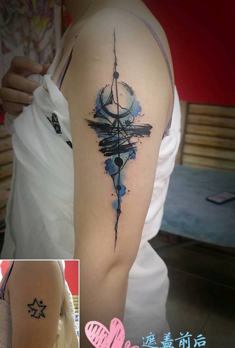 遮盖作品纹身图片_手臂水彩纹身图案