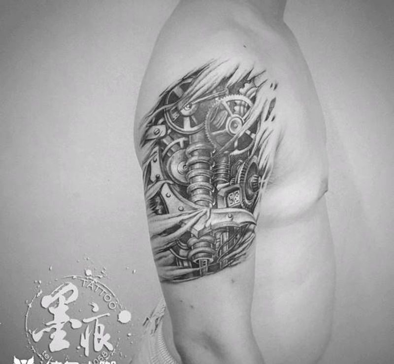 《机械臂》纹身图片_手臂手部脚部欧美静物原创成品纹身图案