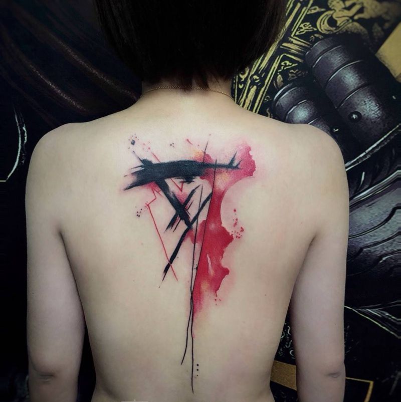 抽象泼墨遮盖纹身图片