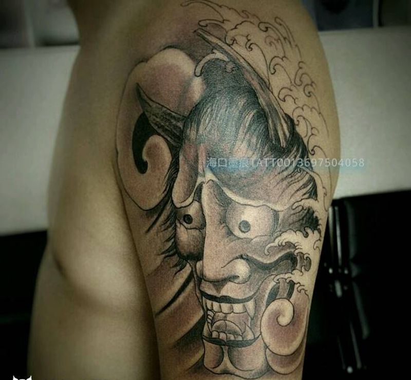 遮盖纹身图片_手臂传统鬼神成品纹身图案