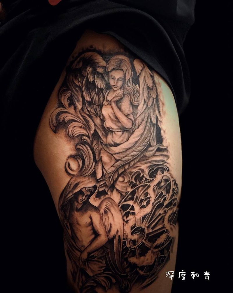 写实天使纹身图片