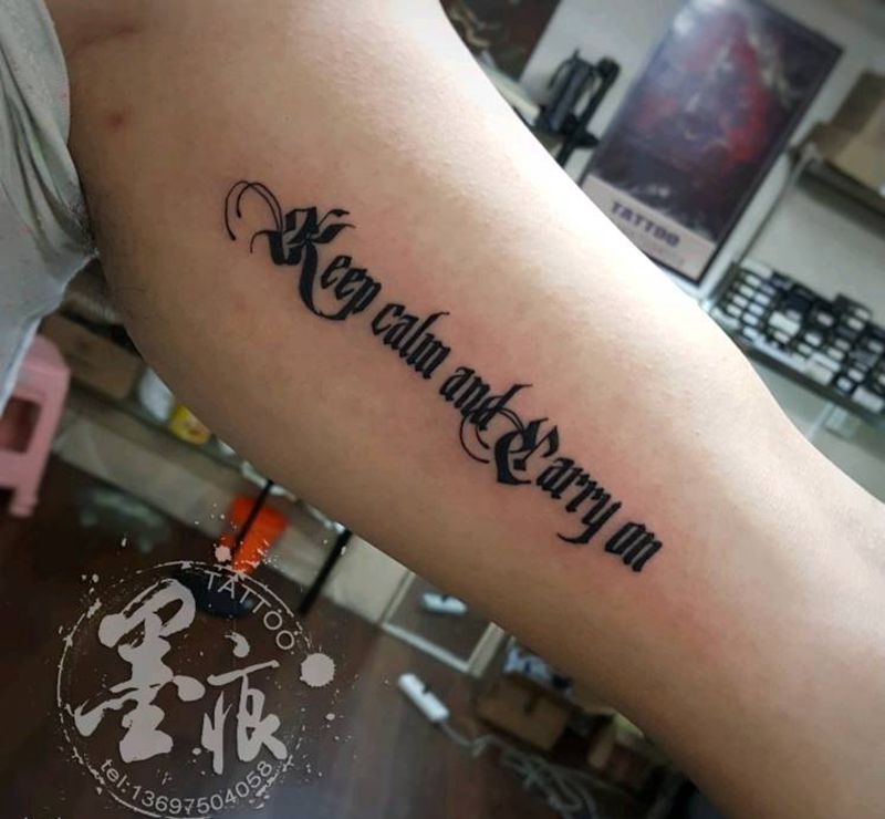 哥特体纹身图片_手臂手部欧美清新几何字符图腾原创成品纹身图案