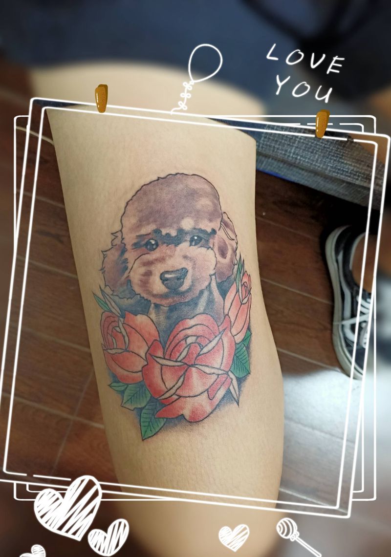 爱犬纹身图片_脚部纹身图案