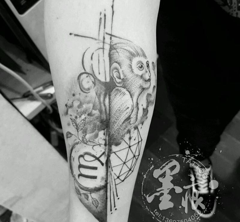 自定义纹身图片_手臂手部欧美清新几何字符动物静物原创成品纹身图案