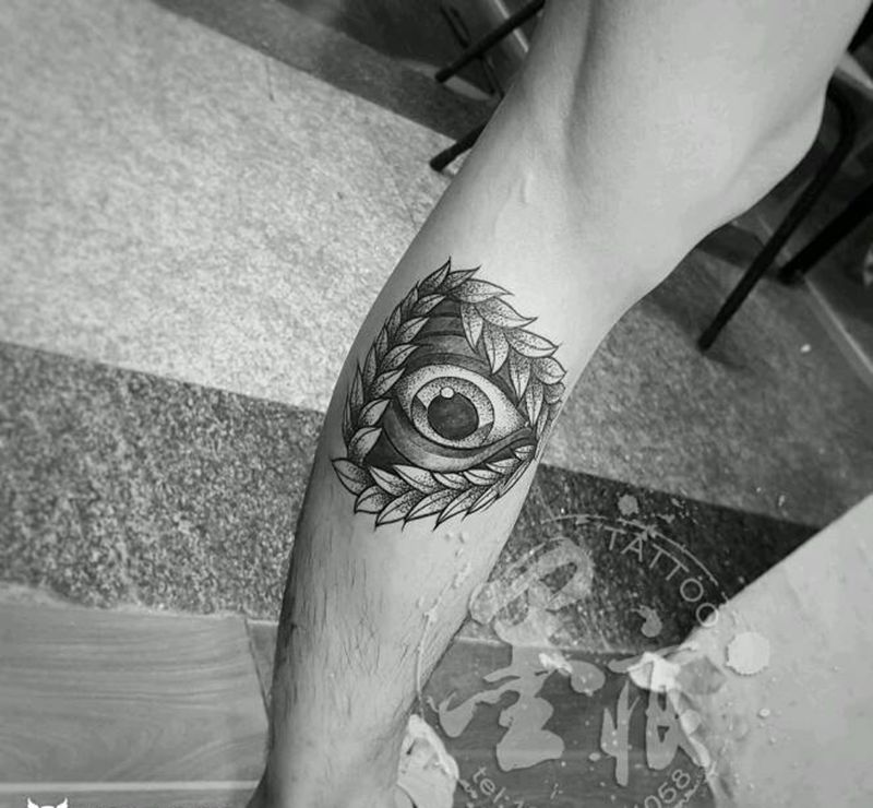 倒三角｜恐惧之眼｜纹身图片_腿部脚部欧美成品纹身图案