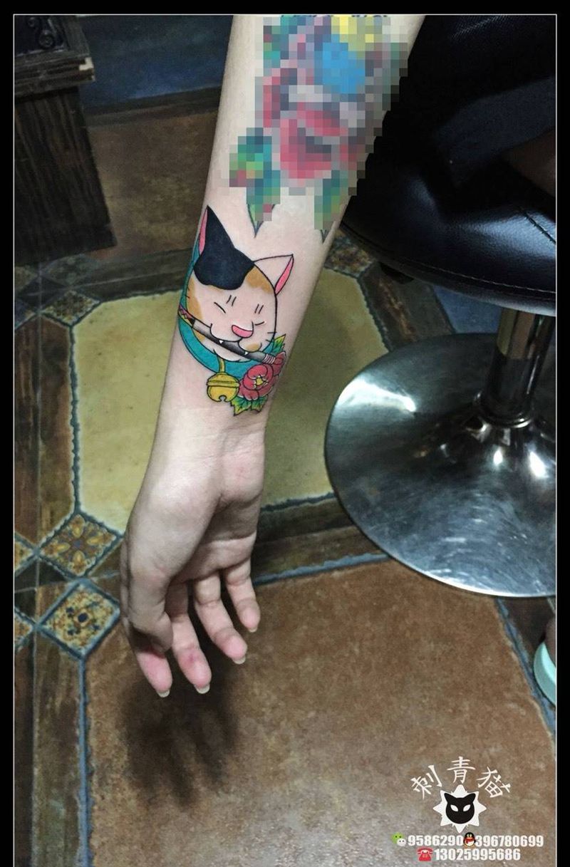 猫咪纹身图片_成品手臂手部传统清新动物猫咪纹身图案