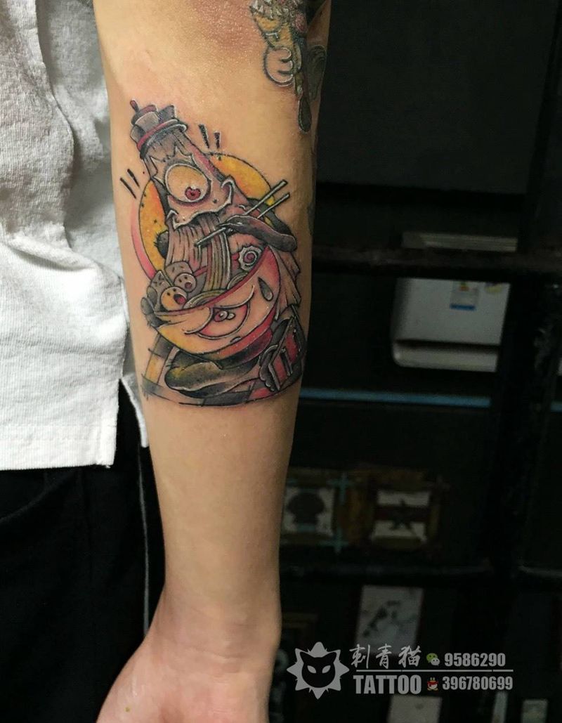 伞怪纹身图片_成品手臂手部传统清新鬼神静物伞怪纹身图案