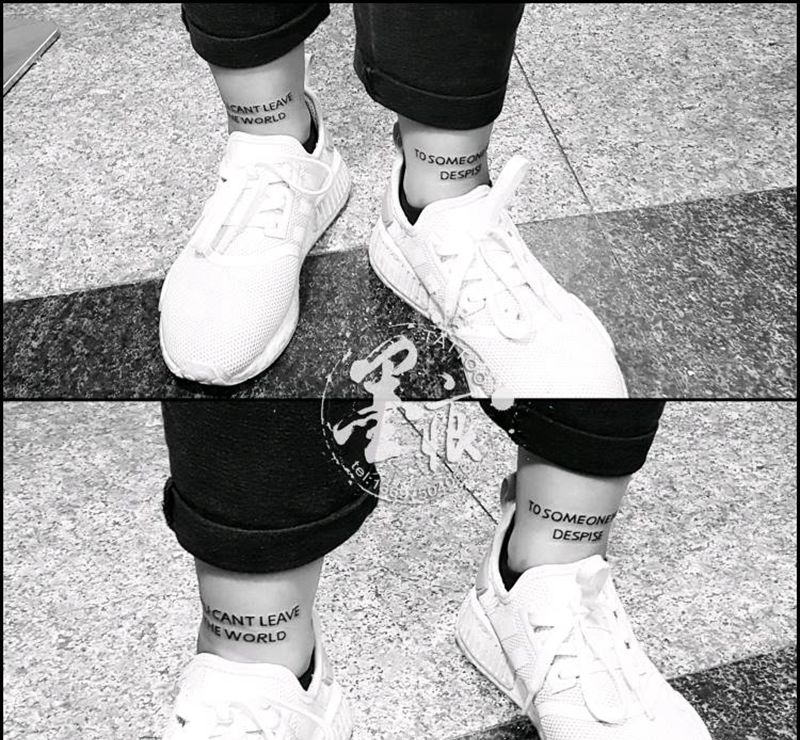 字纹身图片_脚部几何字符图腾原创成品纹身图案