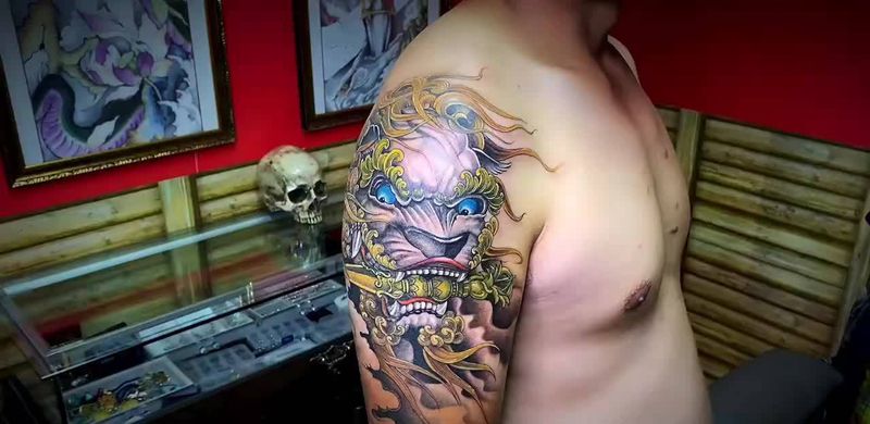 唐狮纹身图片_新传统纹身图案