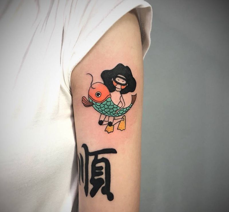 木偶潜水员纹身图片