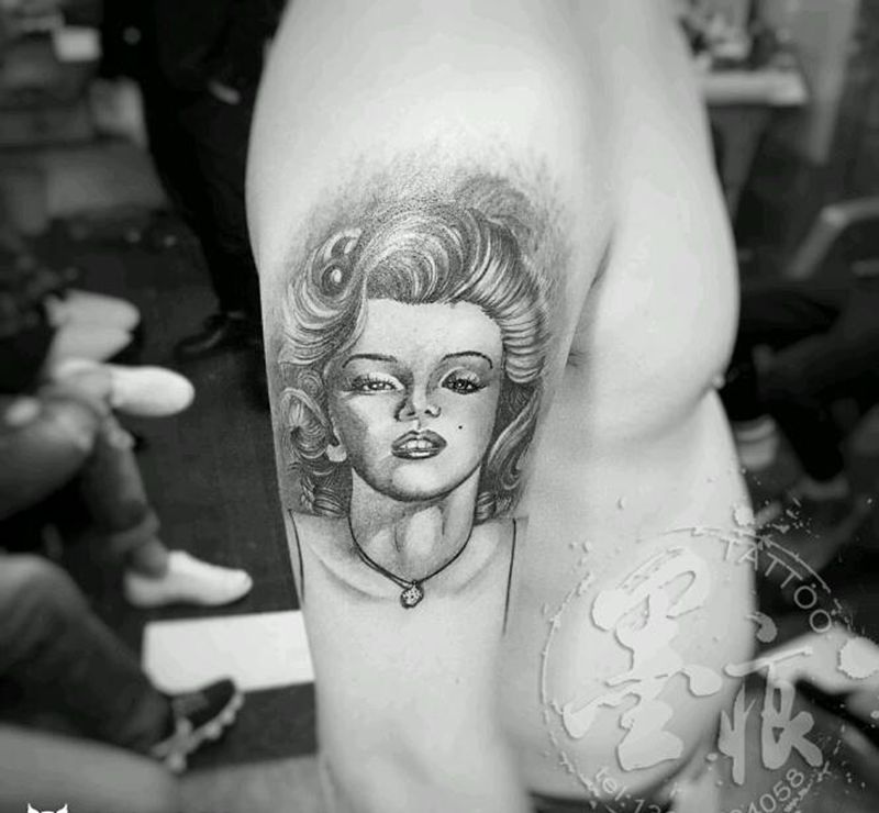 梦露纹身图片_手臂手部欧美人物成品纹身图案