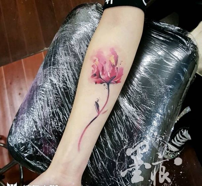 花纹身图片_手臂腿部手部脚部清新国画静物原创成品纹身图案