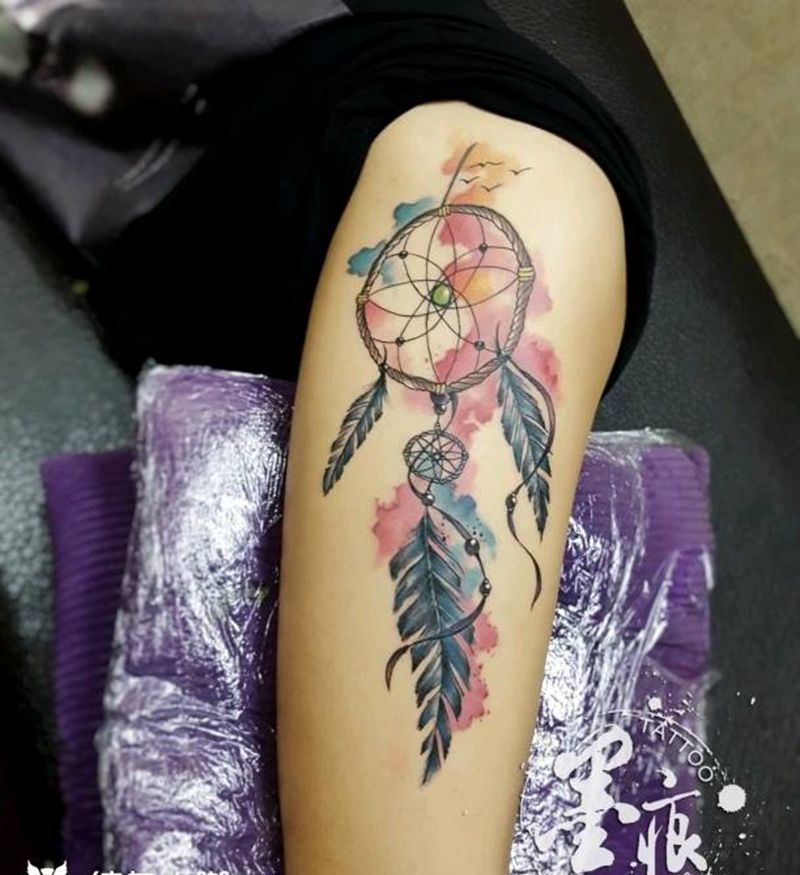 捕梦网纹身图片_背部手臂腿部手部脚部欧美清新几何原创成品纹身图案