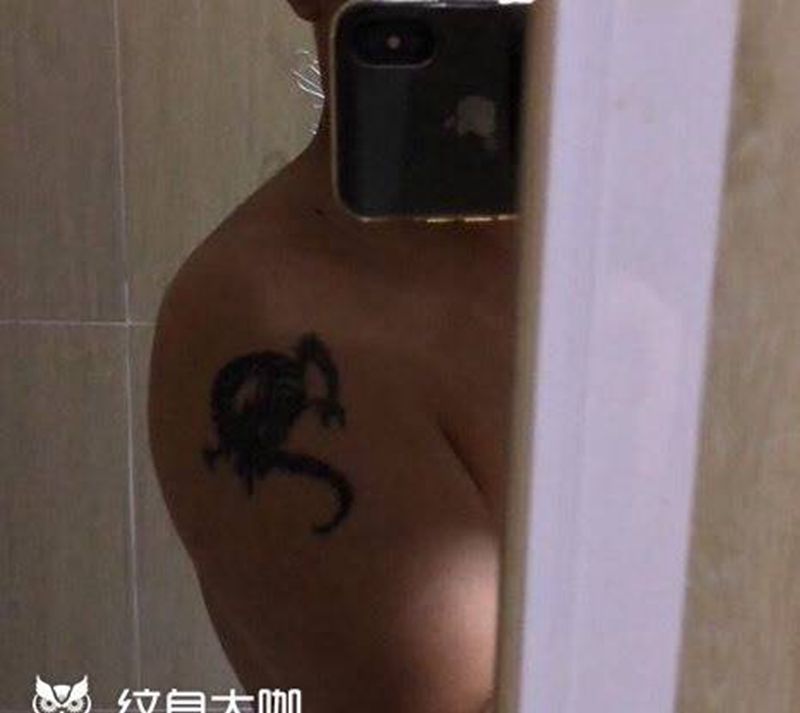 泼墨狮子遮盖纹身图片