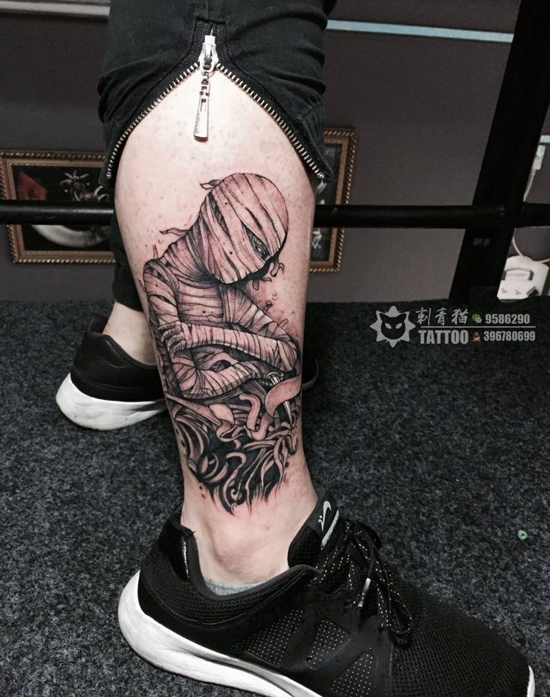 木乃伊纹身图片_手臂手部New School木乃伊纹身图案