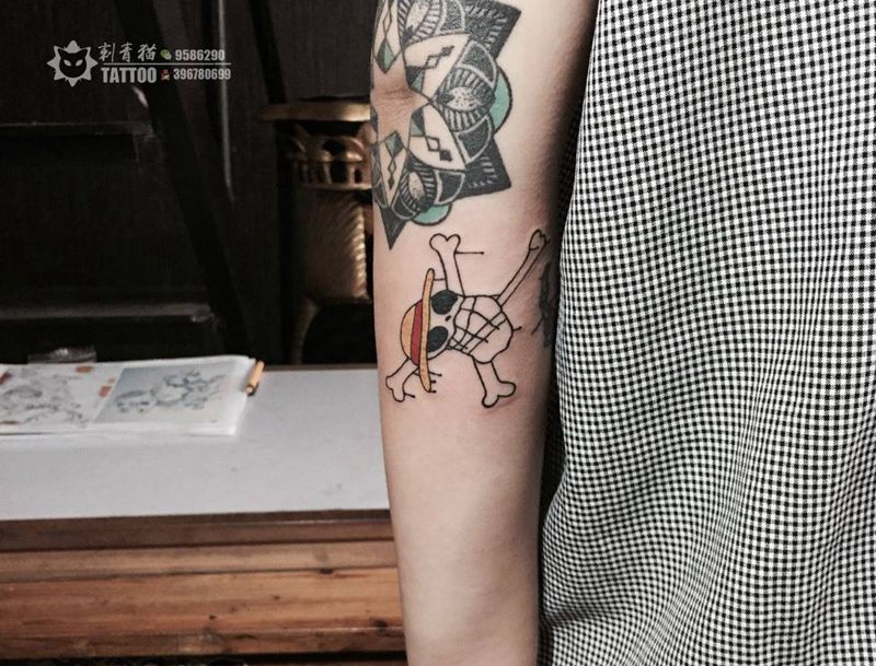 海贼王纹身图片_手臂小清新海贼王纹身图案