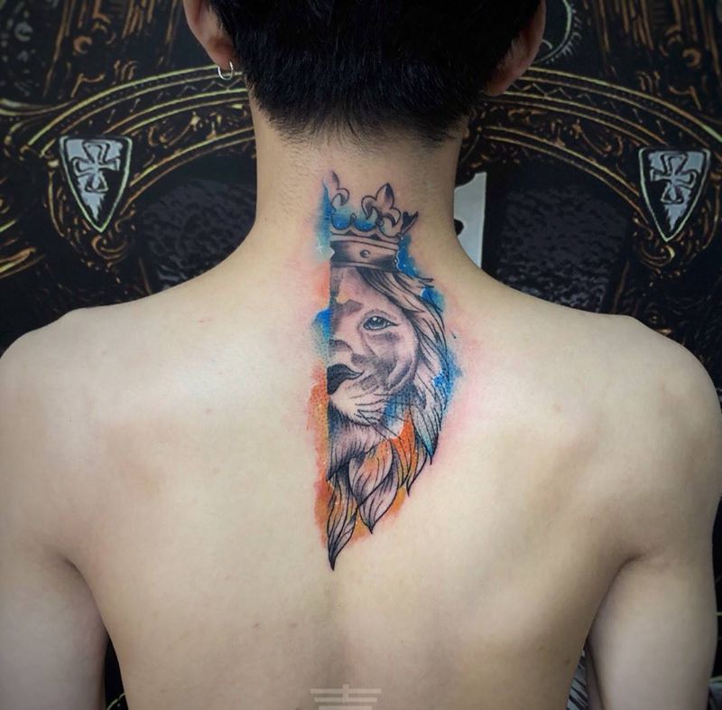 泼墨狮子纹身图片