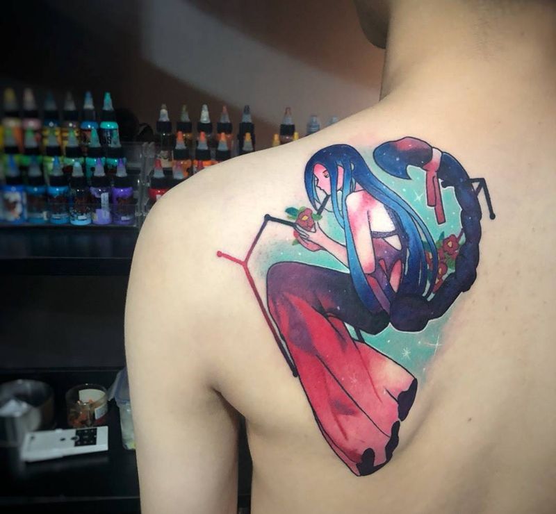 天蝎座女郎纹身图片