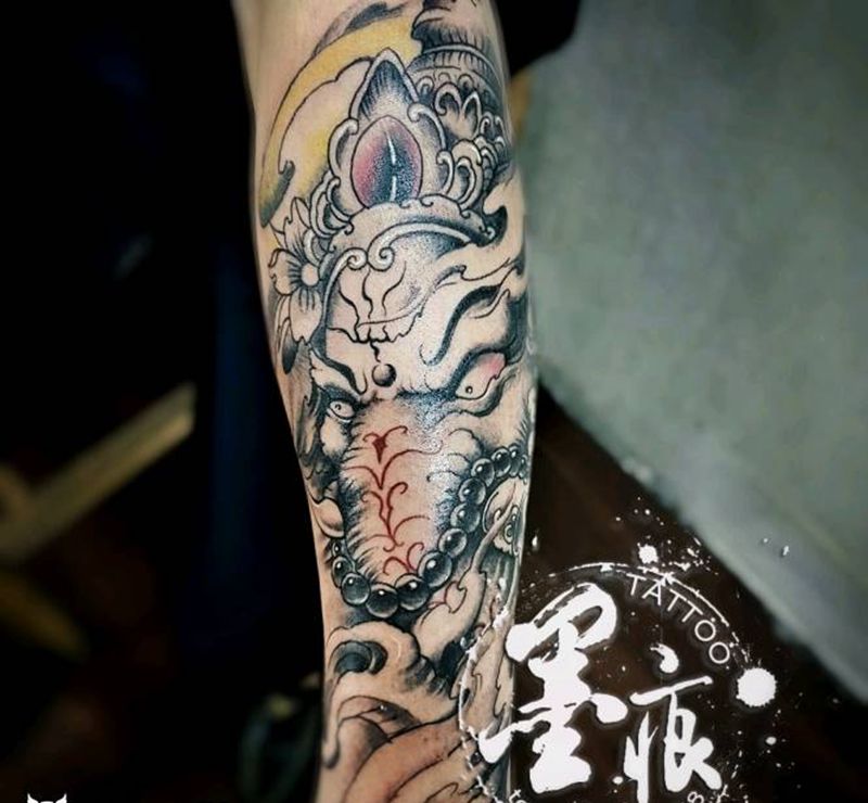 象.神纹身图片_手臂腿部手部脚部传统清新原创成品纹身图案
