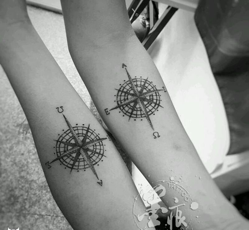 指南针纹身图片_手臂手部清新几何成品纹身图案