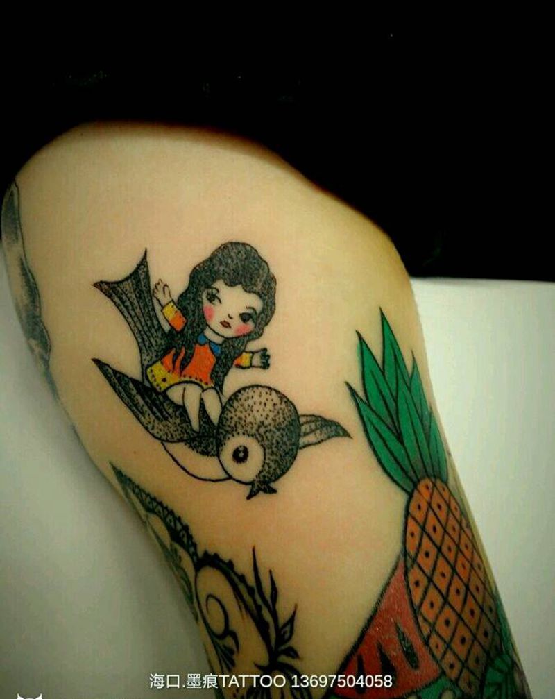 自由纹身图片_手臂手部欧美传统清新动物人物情侣原创成品纹身图案