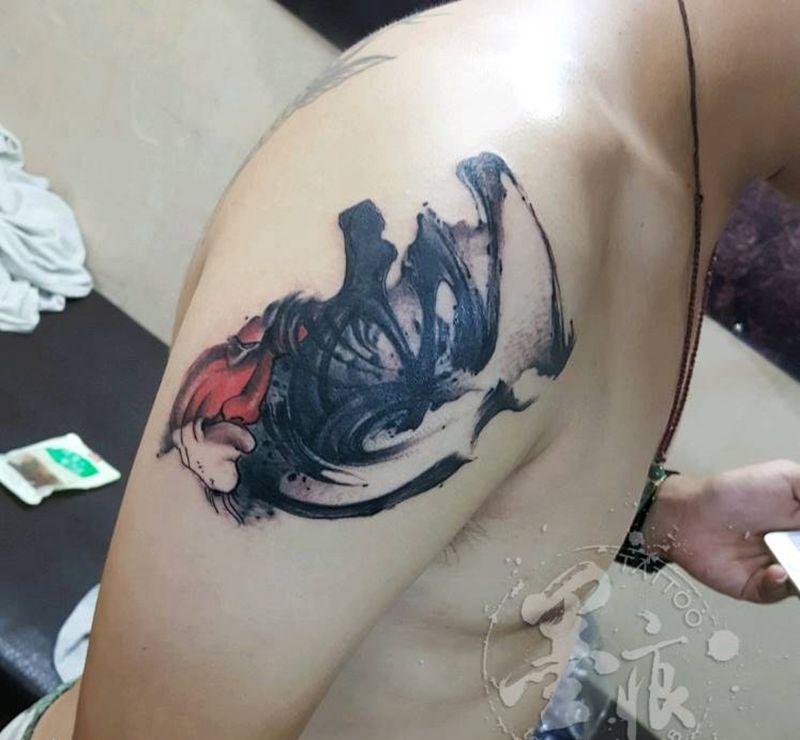 借鉴无上老师的作品做的修改遮盖纹身图片_手臂人物原创成品纹身图案