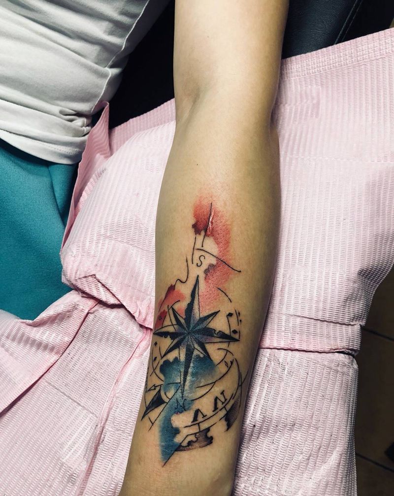 指南针纹身图片