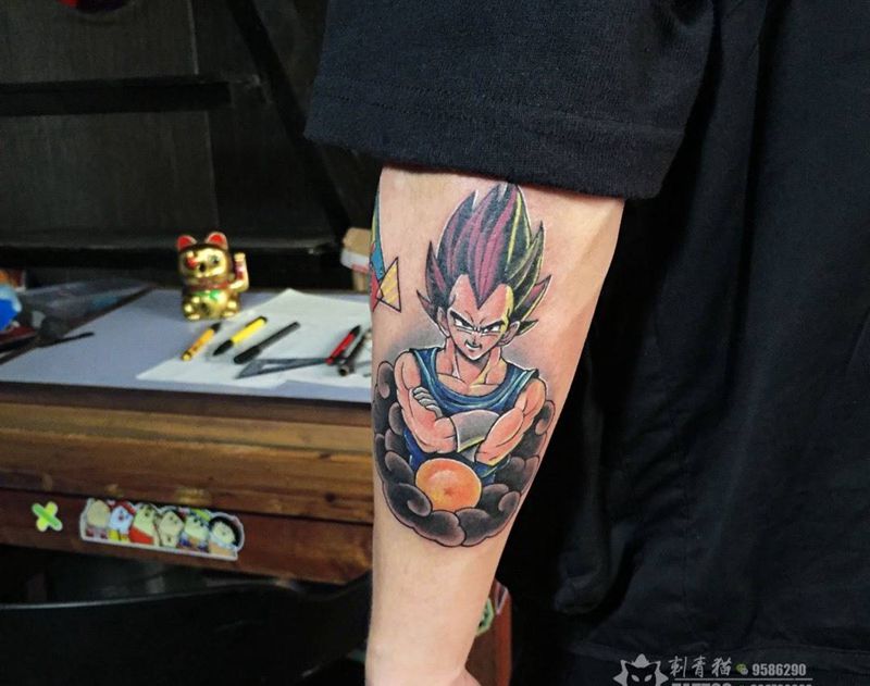 贝吉塔纹身图片_手部手臂New School欧美写实七龙珠贝吉塔纹身图案