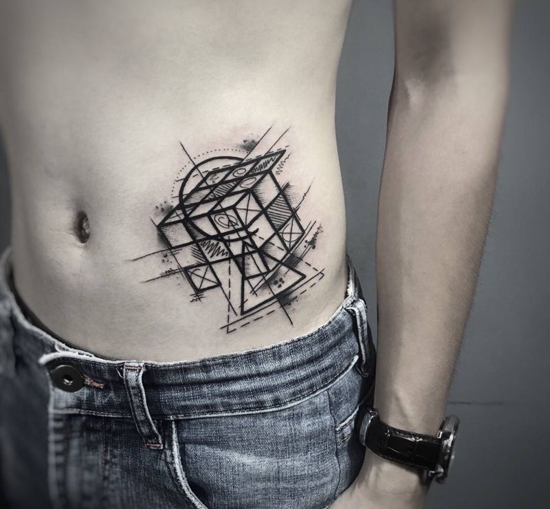 几何魔方纹身图片