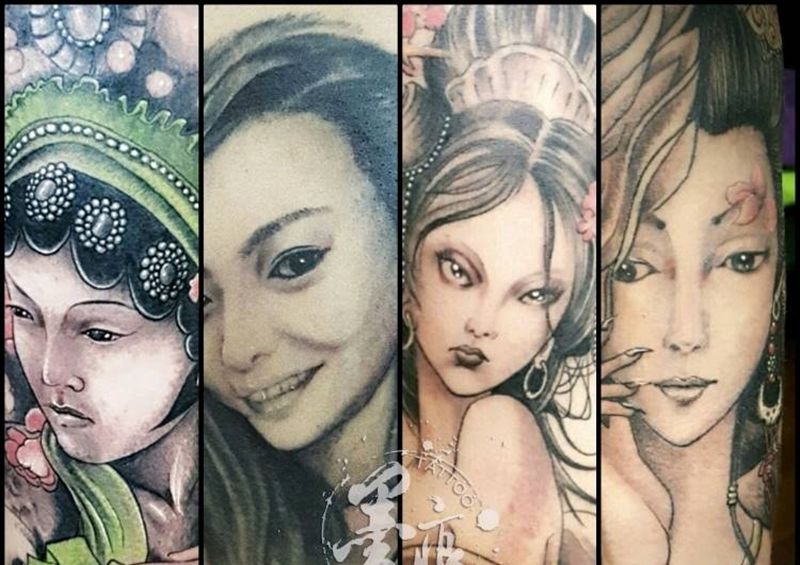 许我三千笔墨，绘你绝世倾城纹身图片_清新人物原创成品纹身图案