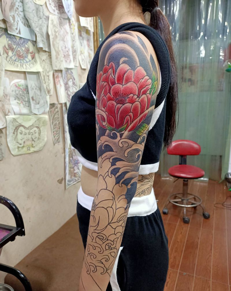 传统花臂纹身图片_新传统纹身图案