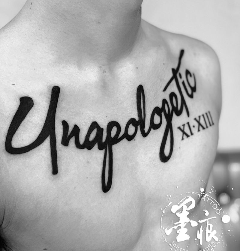 『书去.字体』纹身图片_胸部花体字纹身图案