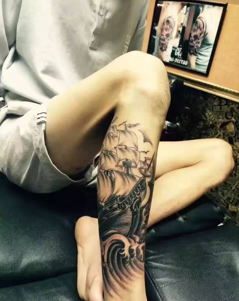帆船纹身图片