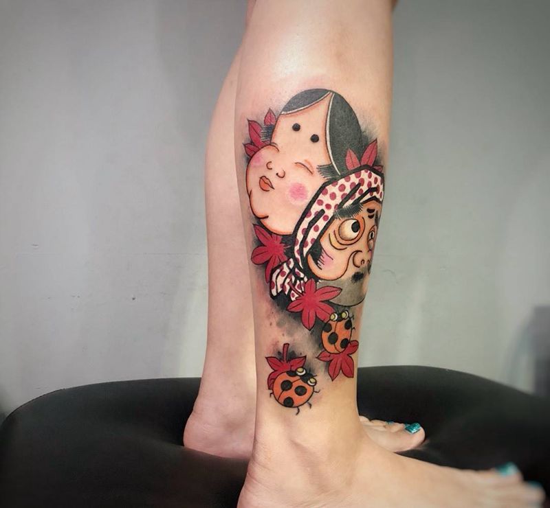 修改旧图日式火男 若女纹身图片