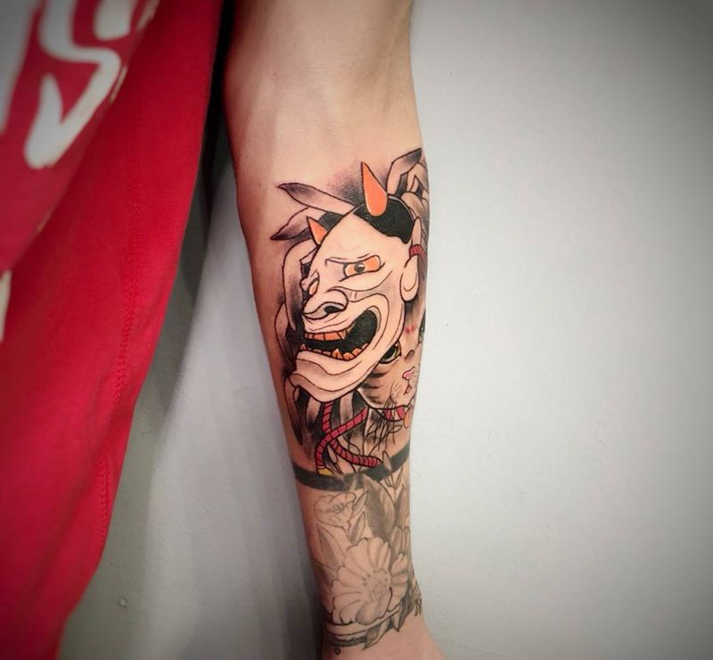 传统般若面具 猫咪纹身图片