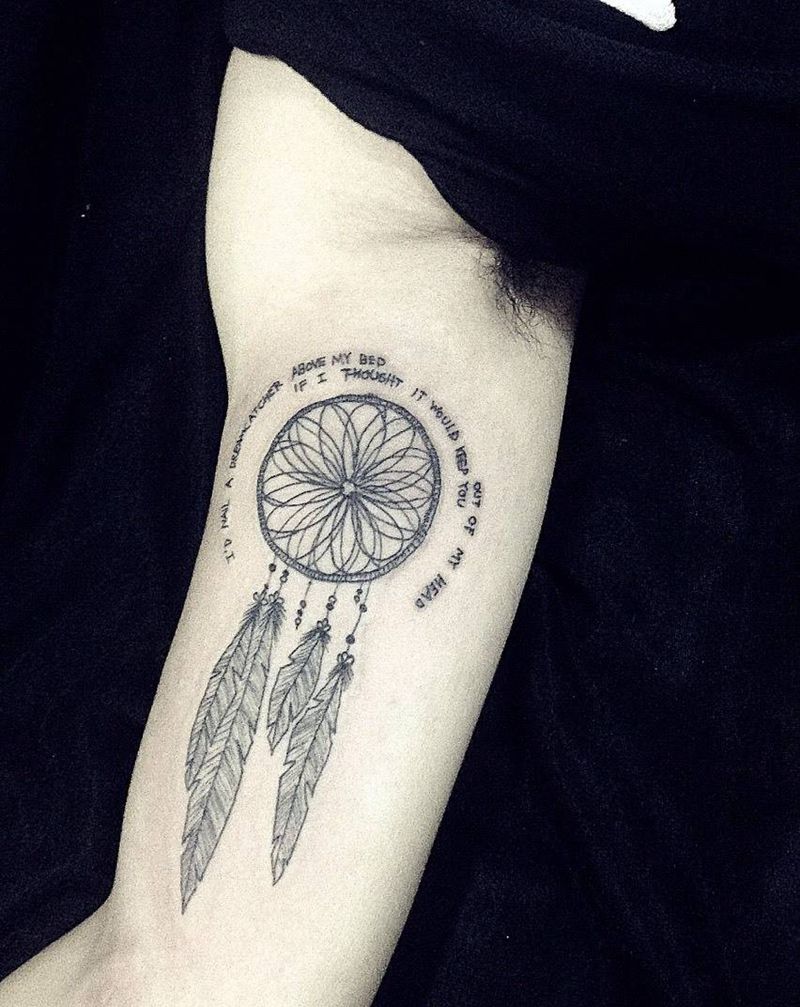 捕梦网纹身图片_成品手臂欧美字符宗教纹身图案