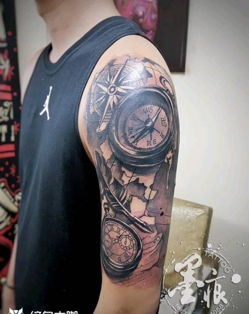 《指引方向》纹身图片_手臂腿部手部欧美传统清新原创成品纹身图案