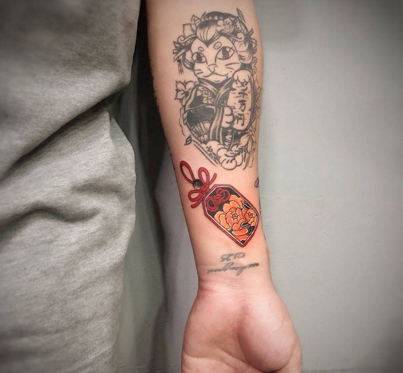 牡丹福牌纹身图片