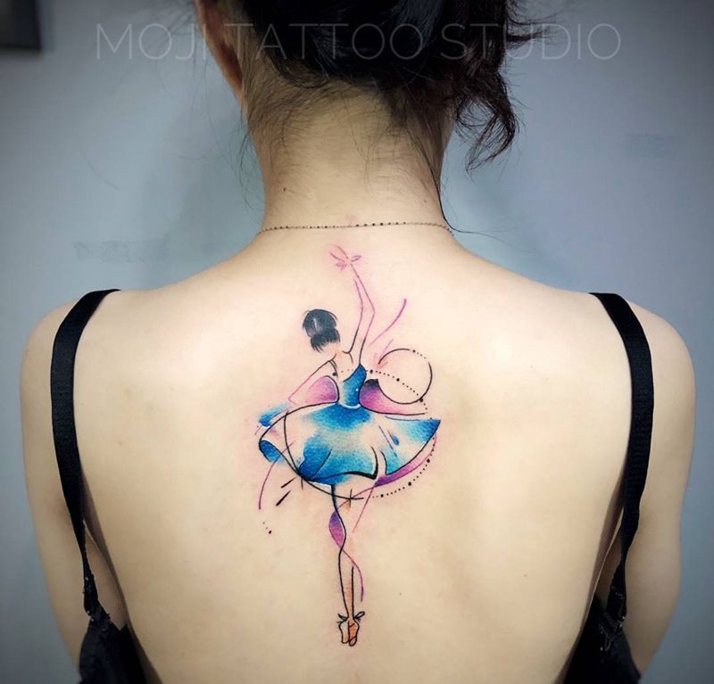 泼墨芭蕾舞者纹身图片